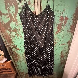 12th Tribe black with white polka dot slip dress NWT.